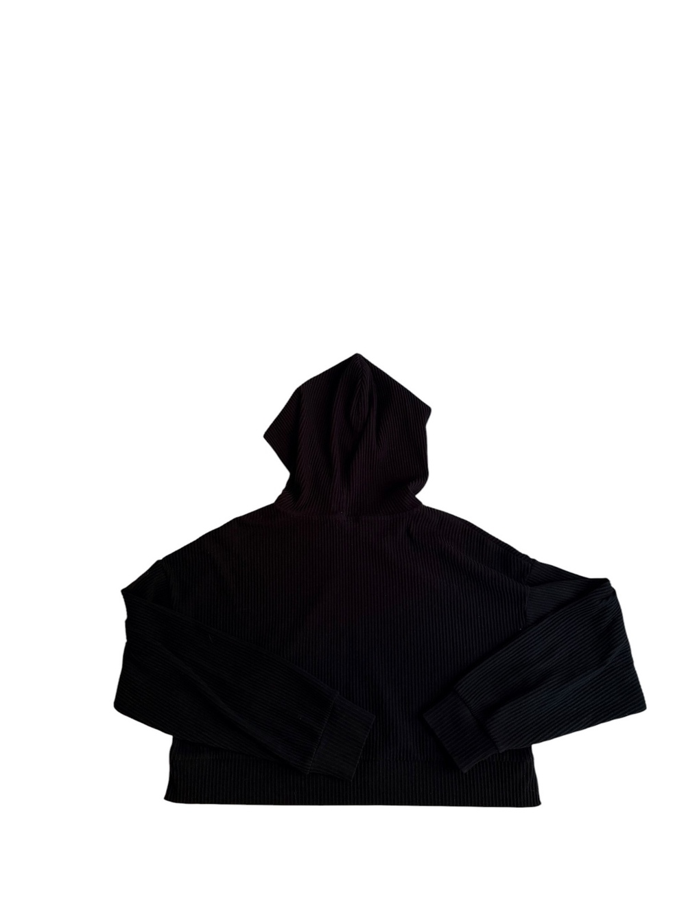 Alo Yoga Black Cropped Hoodie Women’s Size Small Pullover Athleisure Sweatshirt
